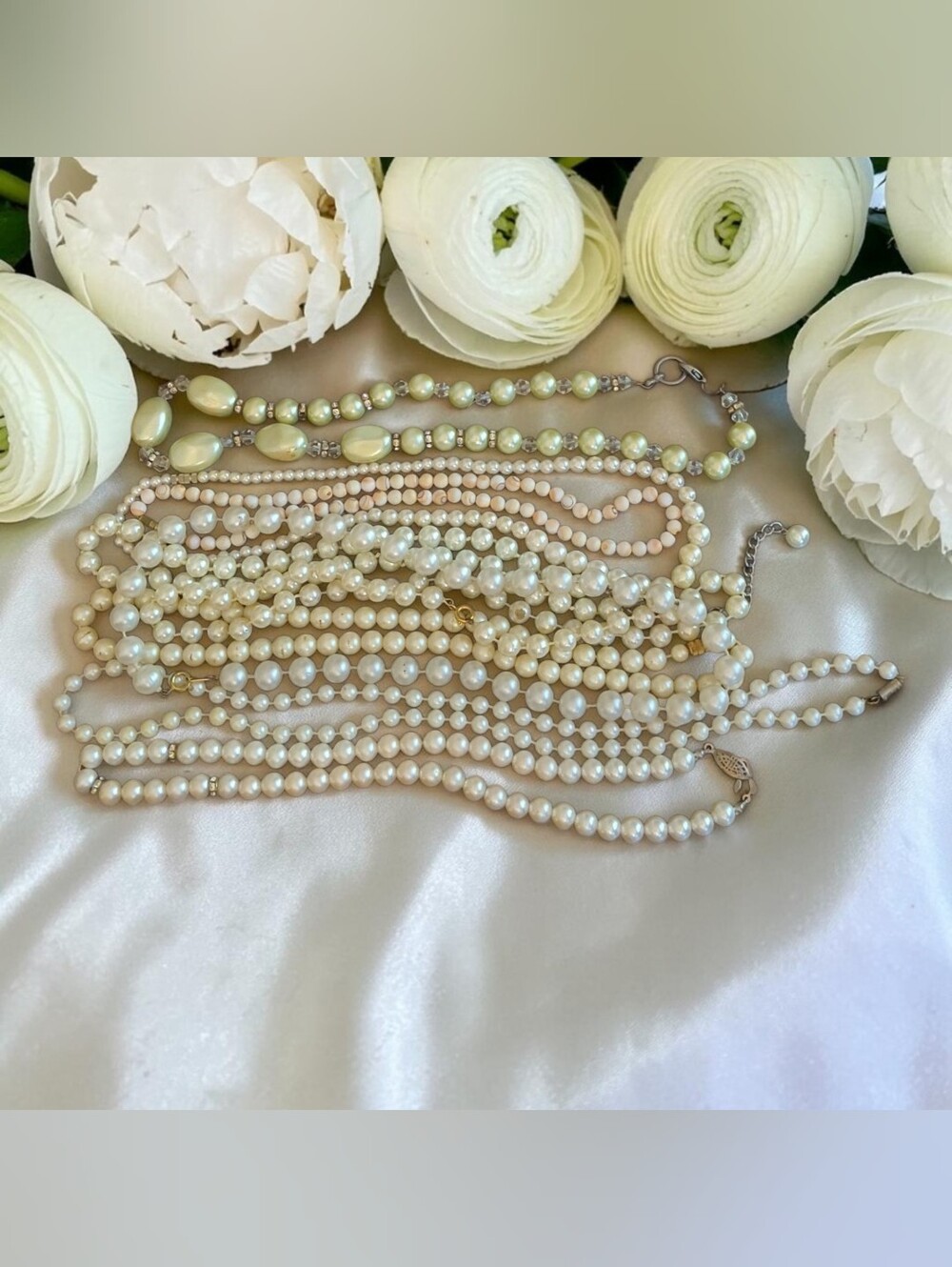 Lot of Classic Faux Pearl Multi-Strand Necklaces